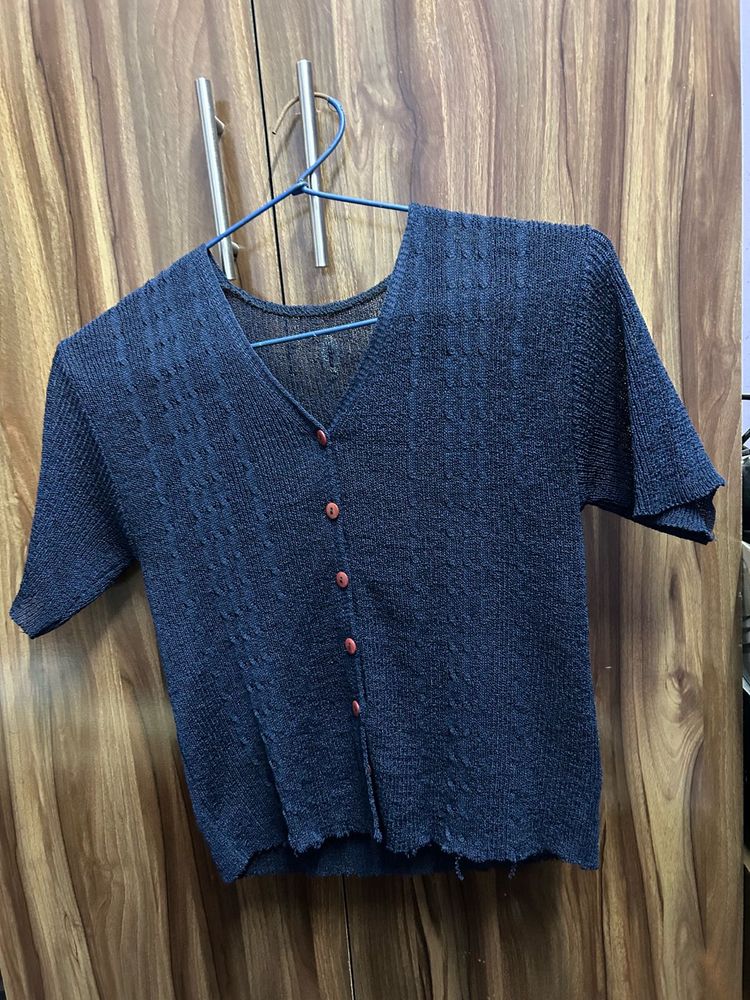 Dark Blue Knitted Cardigan