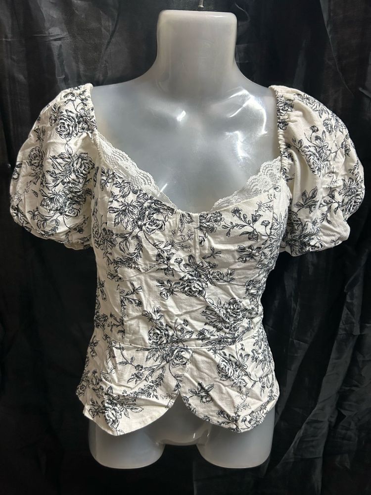 Chic Floral Puff Sleeve Top