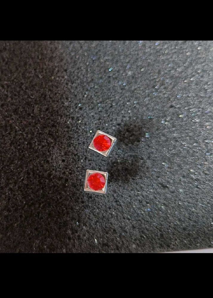 Sparkling Red Gemstone Stud Earrings