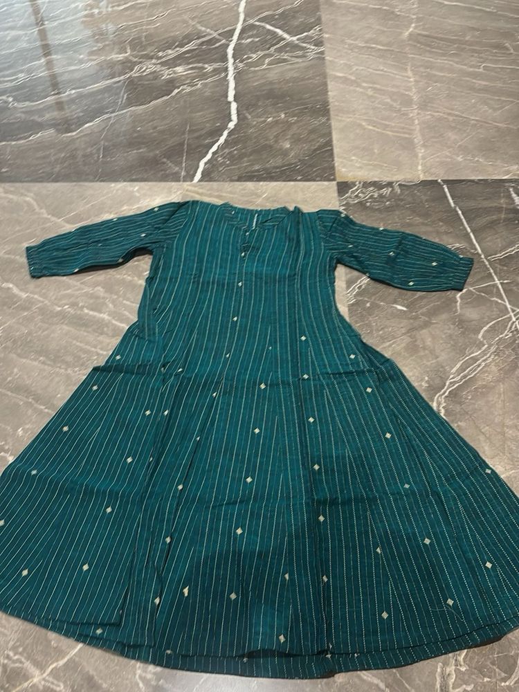 Teal Striped Kurta