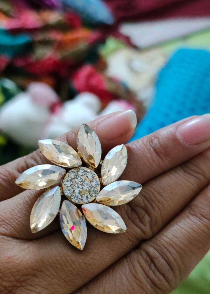 new Flower Crystal Cocktail Ring