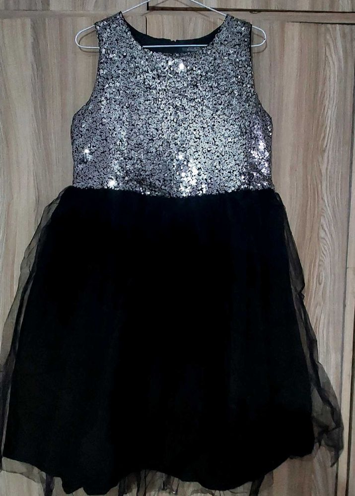 Black Silver Sequence Girls Frock