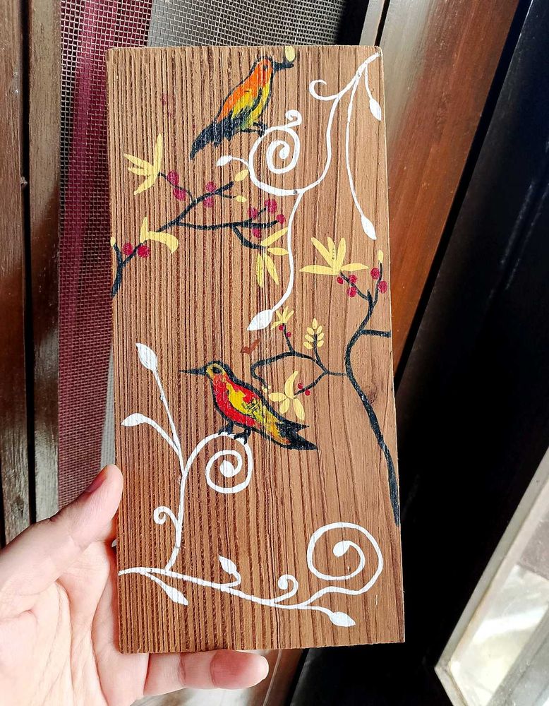 Hand-painted Wooden Bird Art
