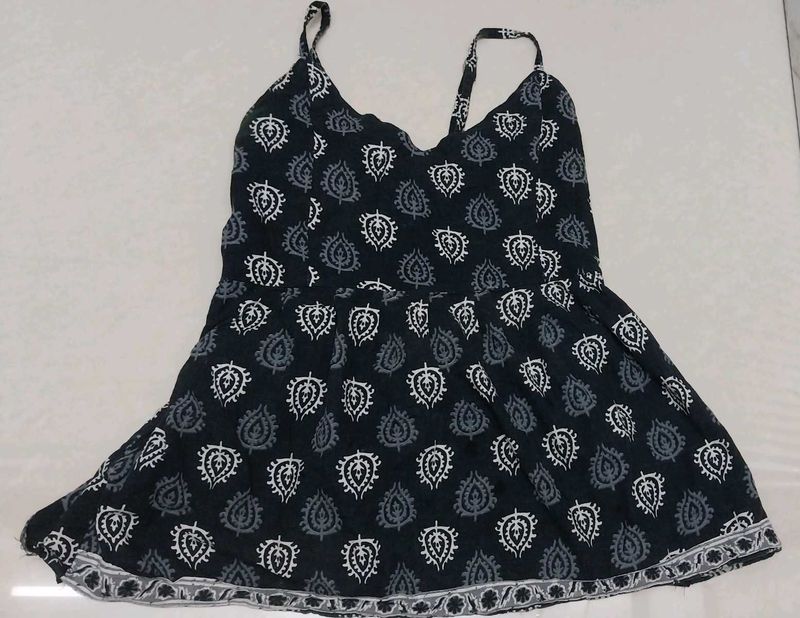Black Paisley Print Mini Dress