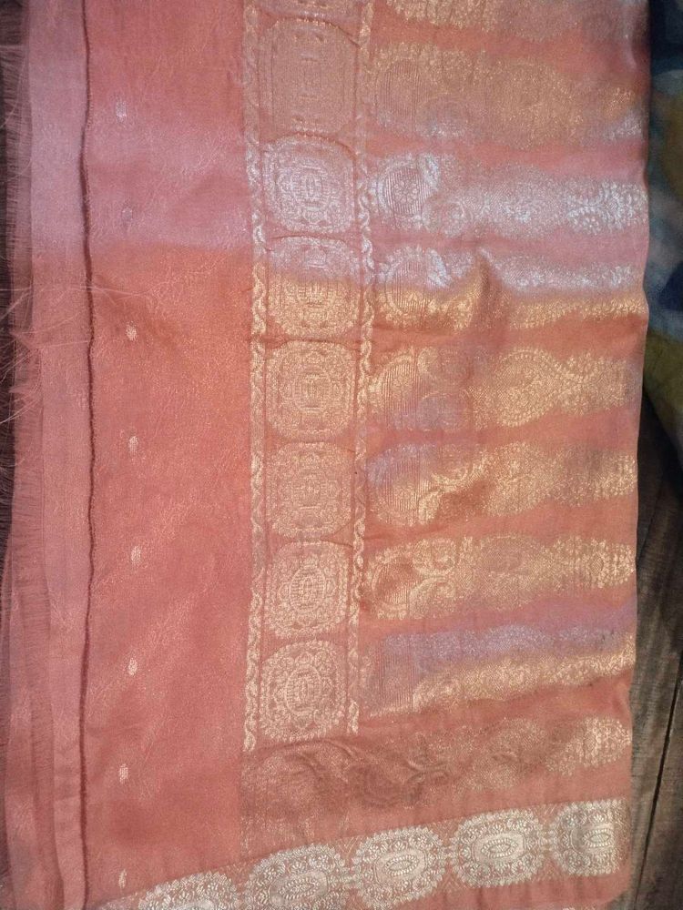 Sale 💰 🎉🎉🎉🥳🥳Peach Saree with Gold Detailing