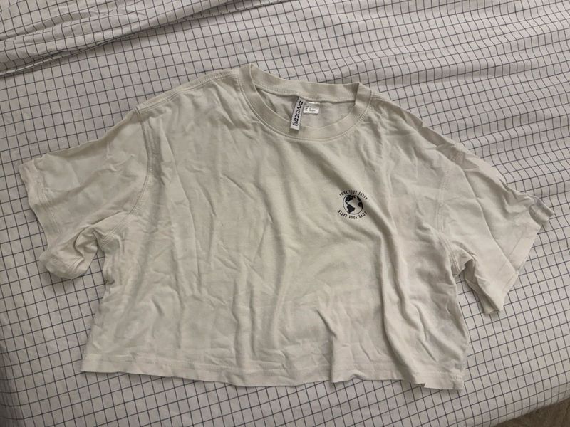 Crop T-Shirt with Earth Graphic