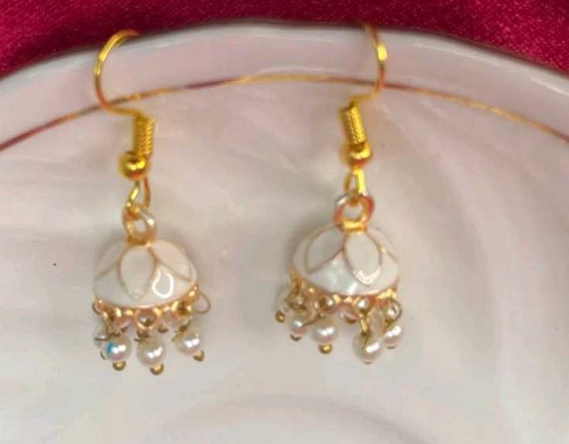 Elegant White Jhumka Earrings combo