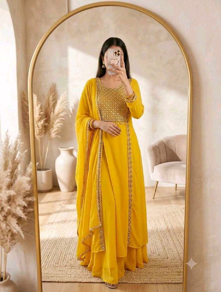 Stunning Yellow Embellished Lehenga Choli