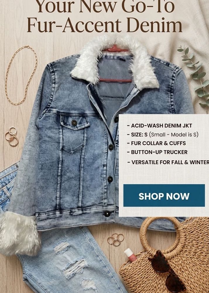 Stylish Denim Jacket with Fur Trim