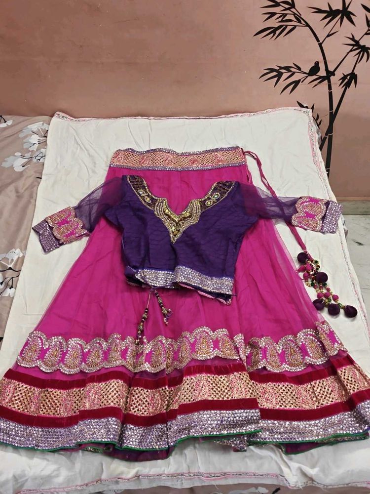 Vibrant Pink &amp; Purple Lehenga Choli