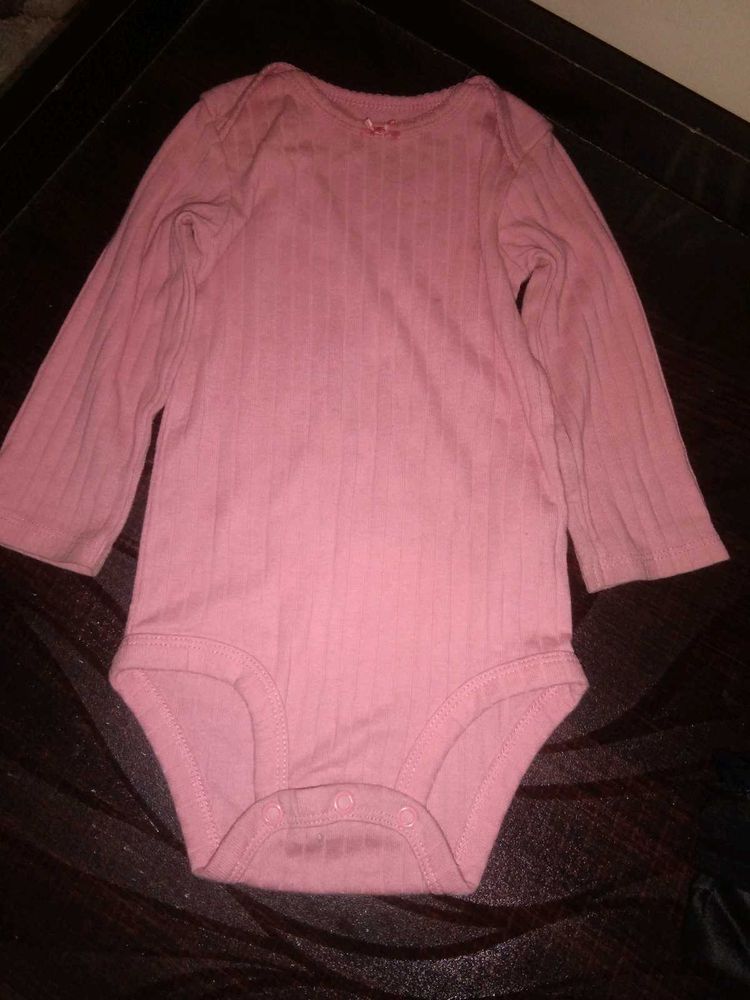 Baby's Pink Ribbed Long Sleeve Bodysuit