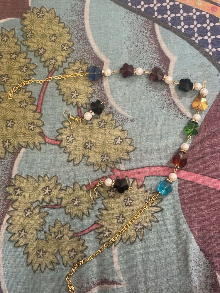 Beaded Necklace and Earring Set