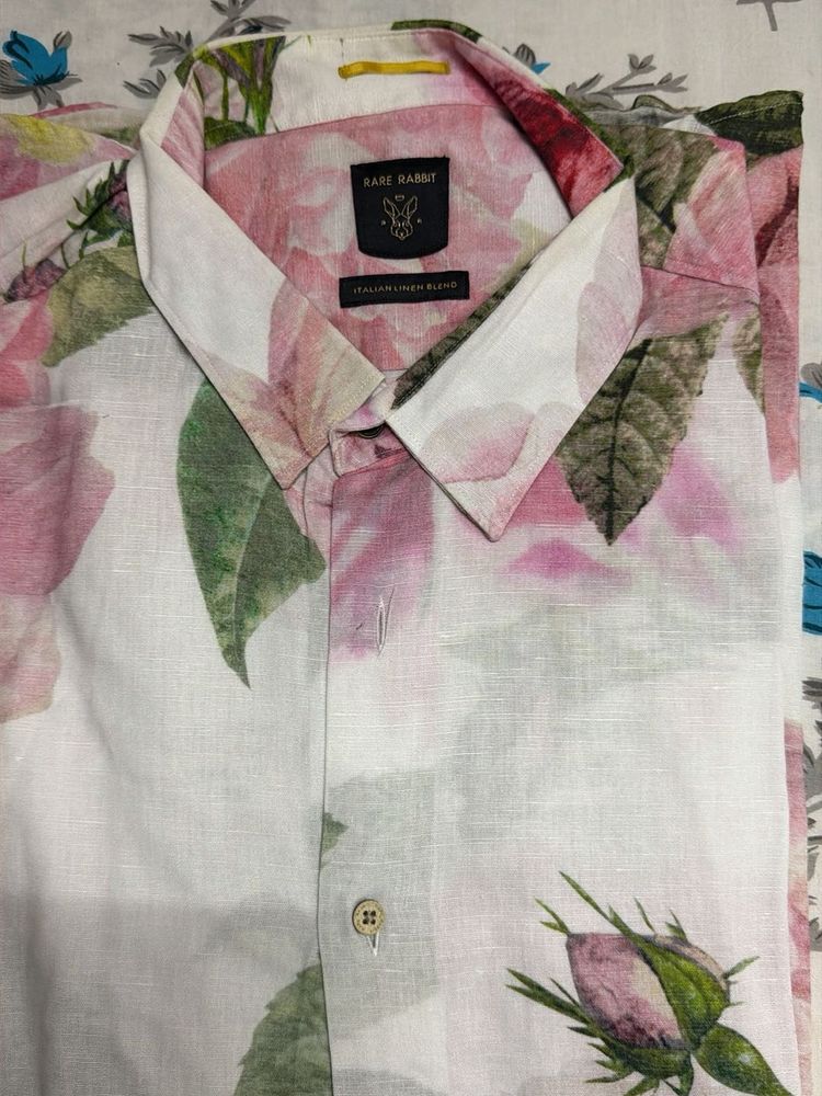 Rare Rabbit Floral Linen Blend Shirt