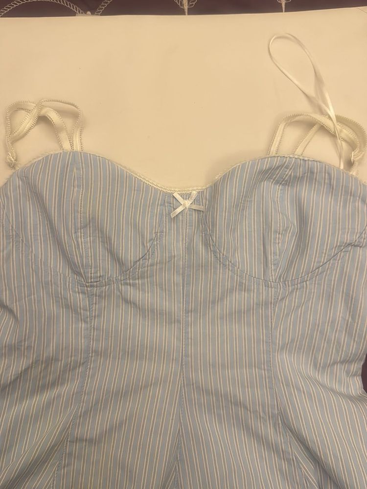 Zara blue striped pretty cami top- corset style