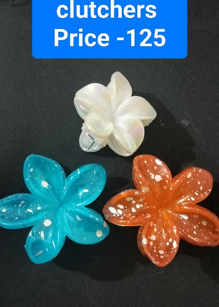 Set Of 3 Flower Claw Clips