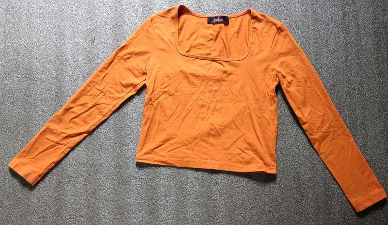 Orange Long Sleeve Crop Top
