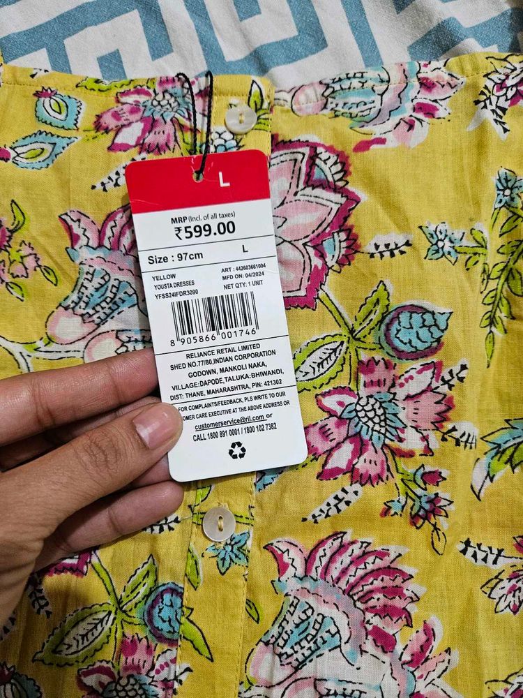 Yellow Floral Yousta Dress - Size L