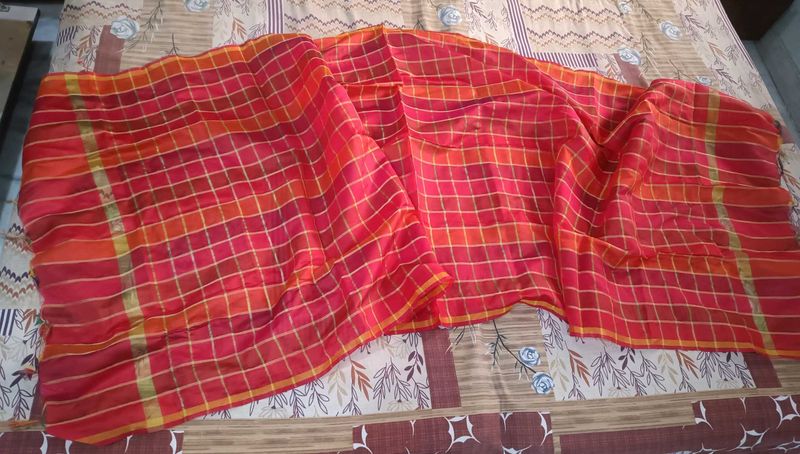 Vibrant Red &amp; Orange Checked Dupatta 😍