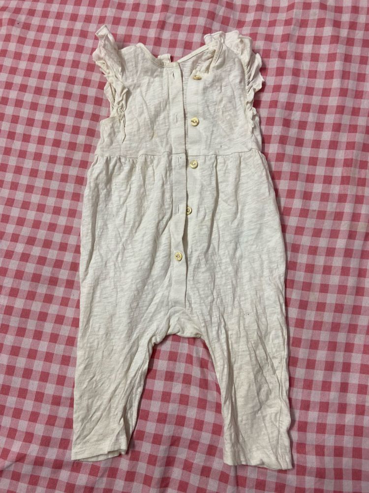 Cream Ruffle Sleeve Romper