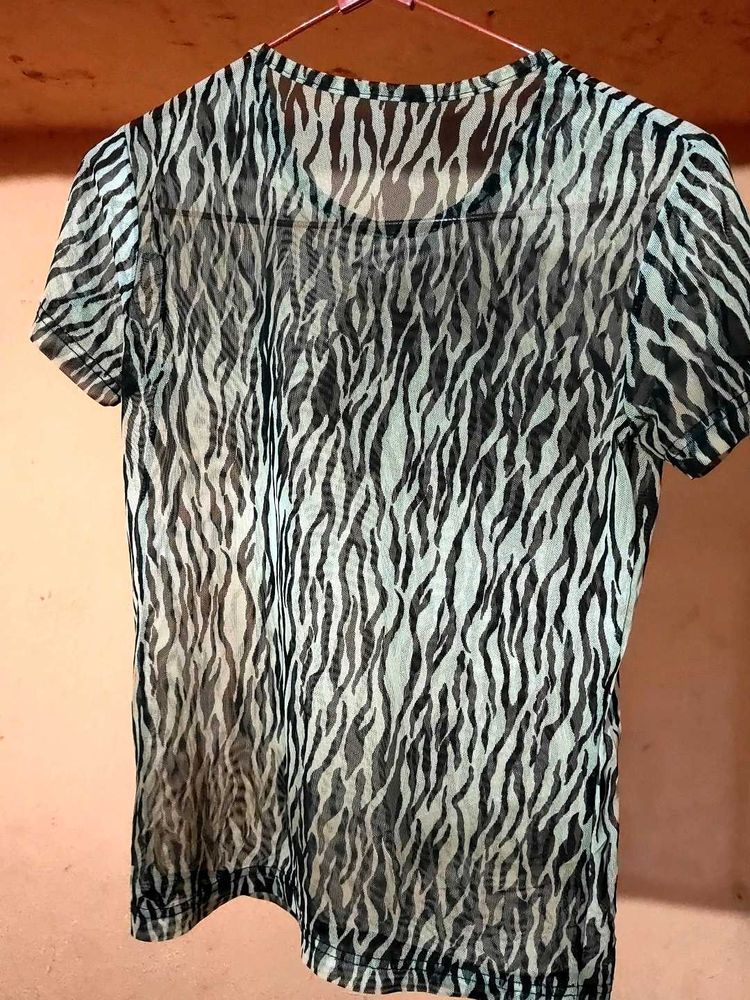 Zebra Print Sheer Top