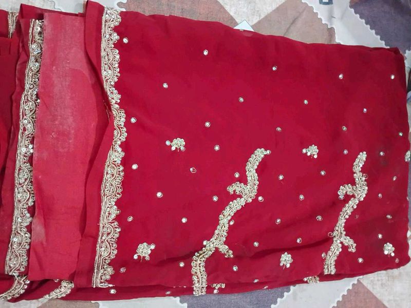 Red Embellished Sari