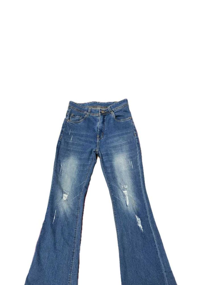 Stylish Flared Ripped Jeans