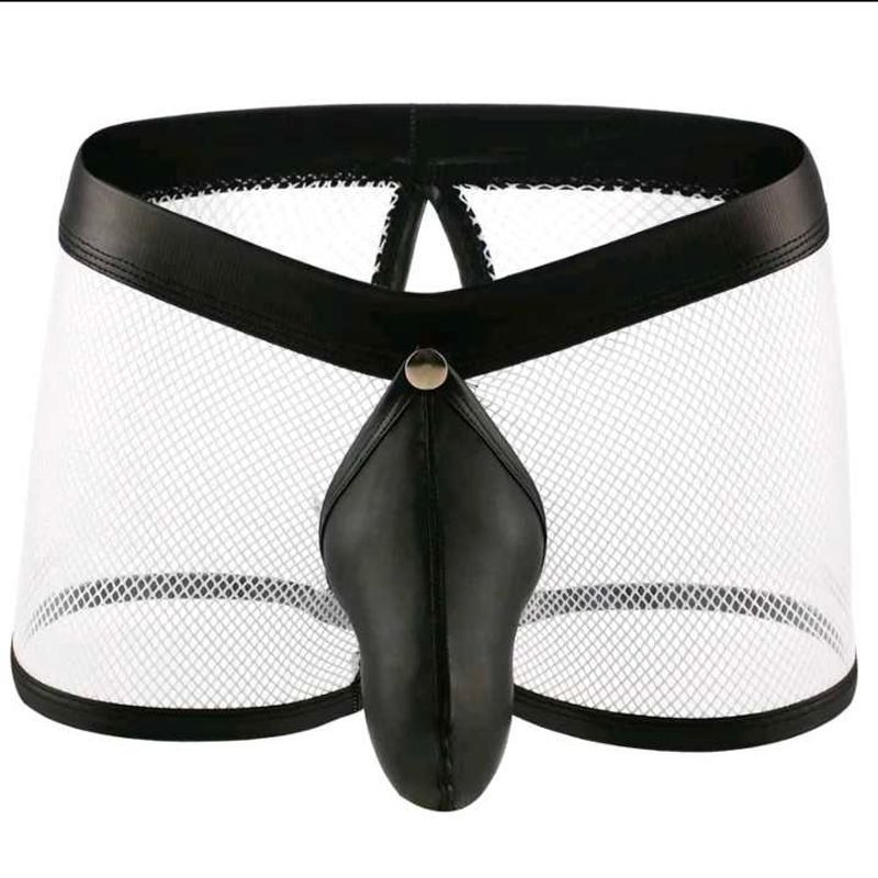 Men's Mesh &amp; Faux Leather Briefs