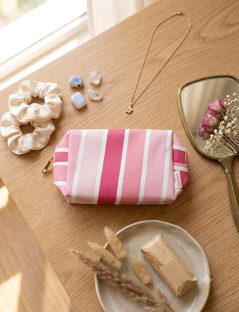 Brand New Cute Pink Stripe Pouch