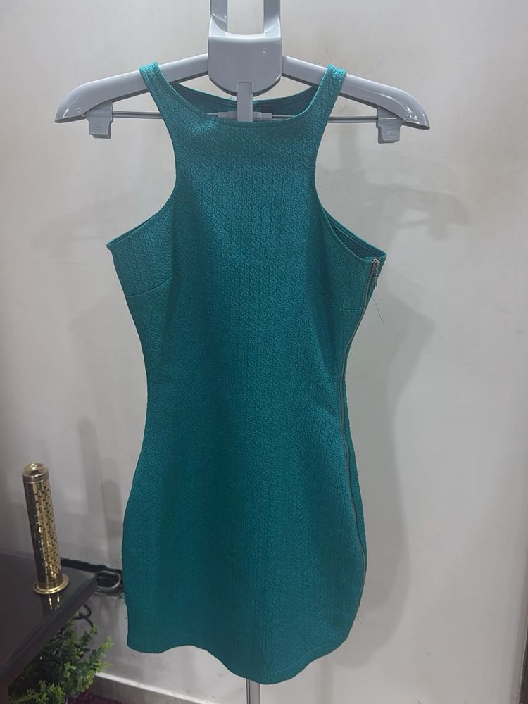 Teal Textured Bodycon Dress