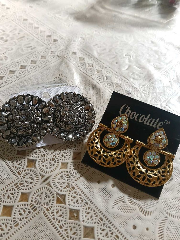 Designer Stud &amp; Jhumka Earrings Set combo