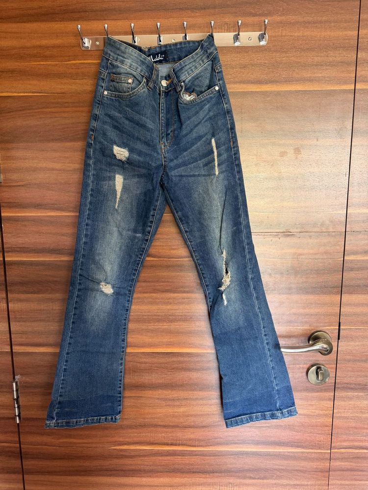 Ripped Flare Jeans