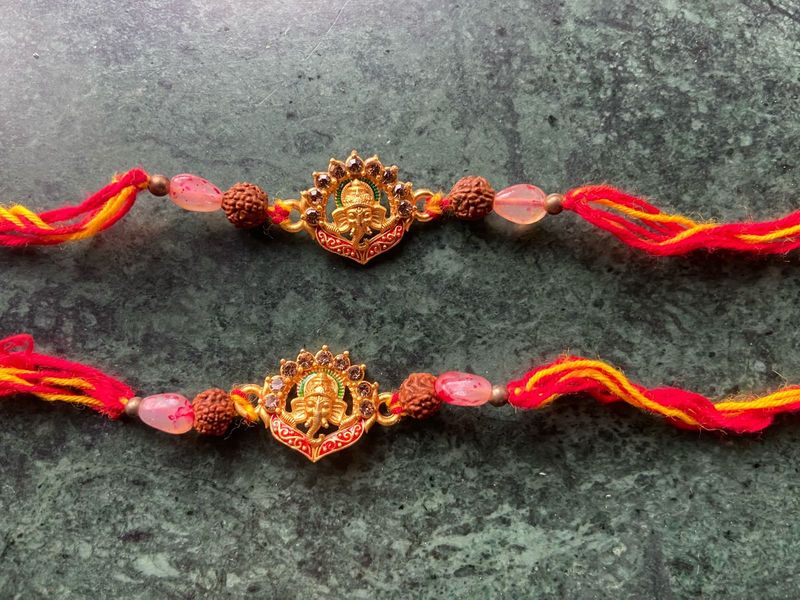 Ganesha Rakhi with Rudraksha Beads
