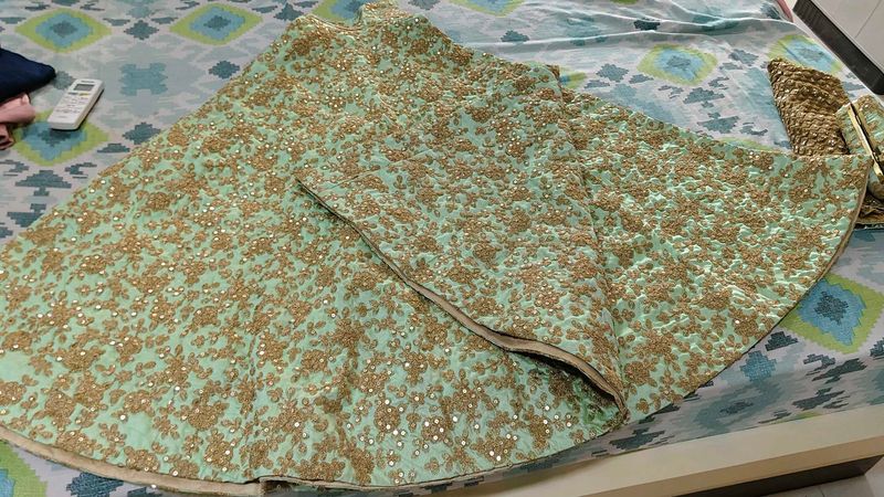 Lehenga Crop Blouse With Matching Clutch