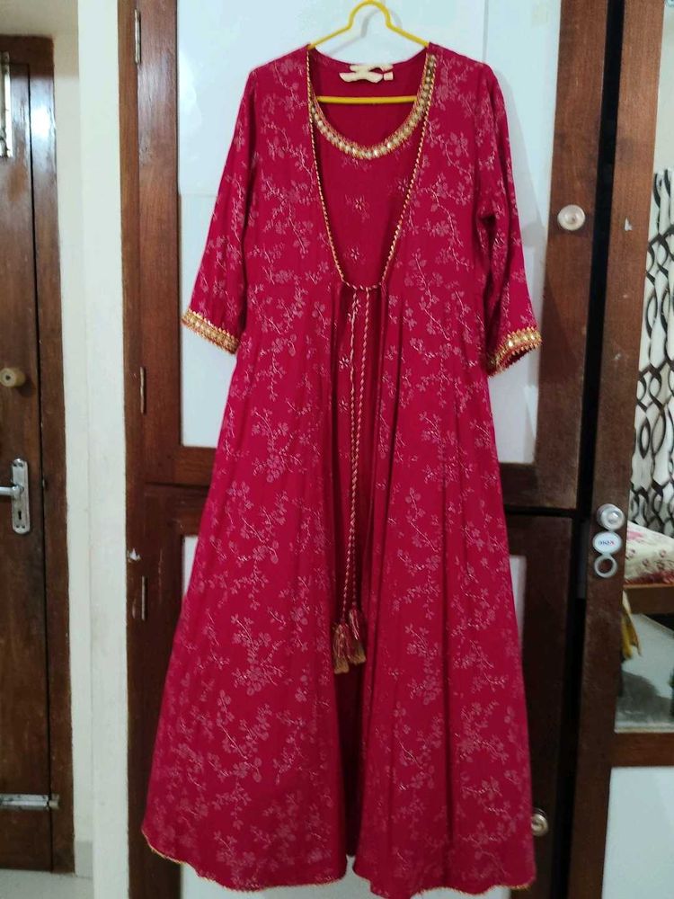 2 pieces Pink Kurta Set with Gold Print