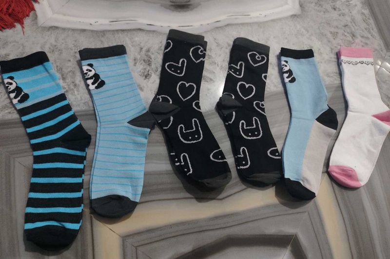 Cute Panda &amp; Heart Socks Bundle