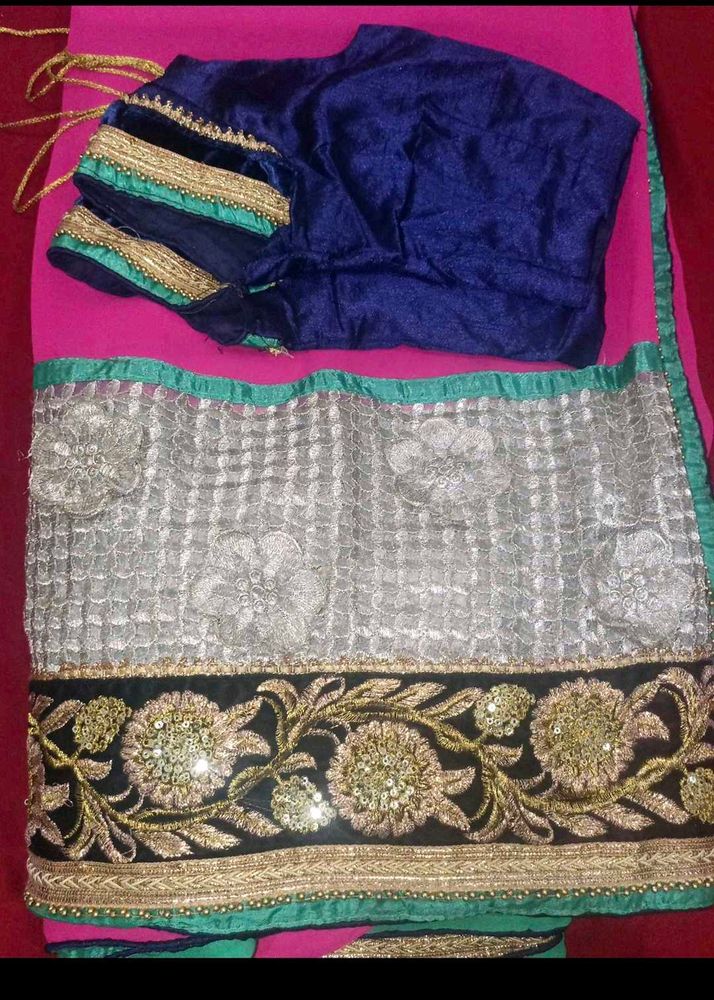 Beautiful Embroidered Saree with Blouse