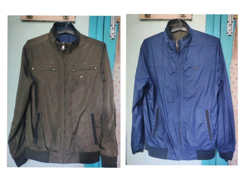 A Winter Jacket With Dual Colours. You can Use It Both Ways - Tortoise Olive And Ocean Blue.