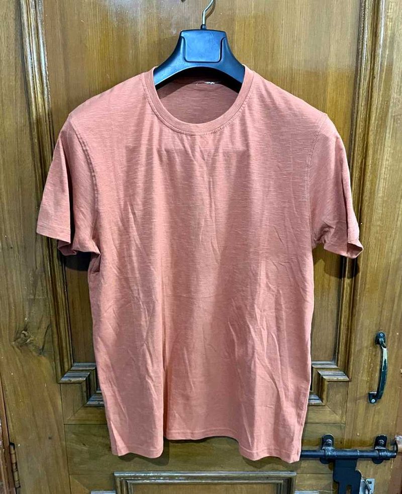 RUST ORANGE PLAIN COTTON TSHIRT M(40)