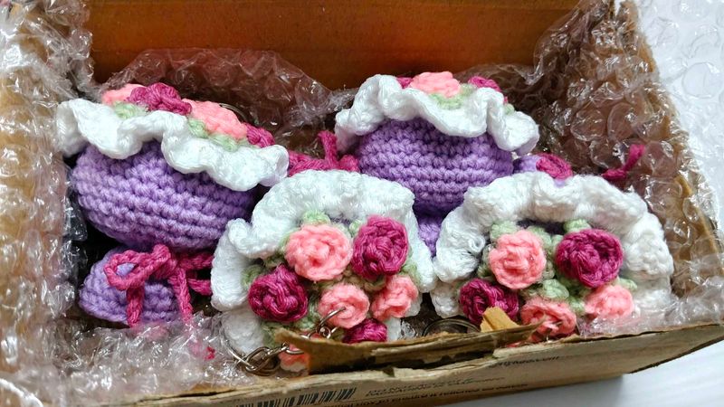 Crocheted Flower Bag Charms (Set of 1)