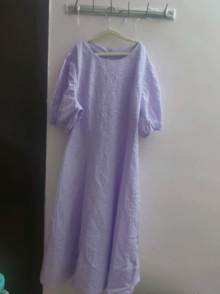 Lavender Embroidered Midi Dress