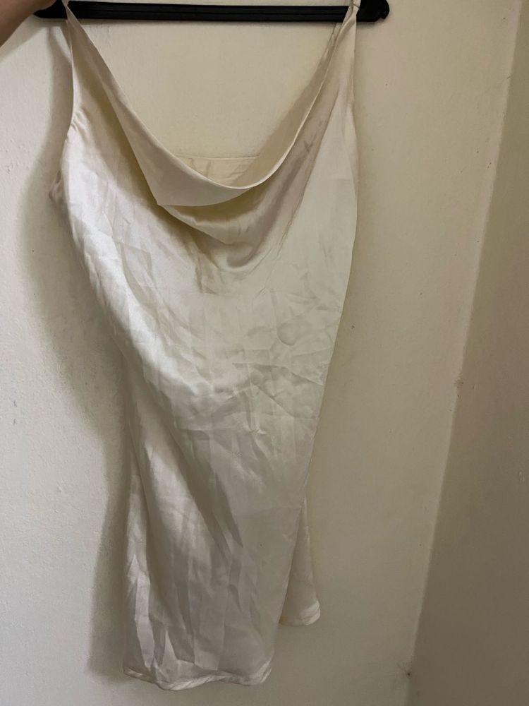 ethereal fairy satin cowl neck slip dress