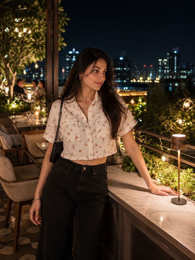 Cute Floral Cropped Shirt