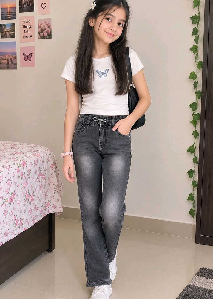 Girls' Charcoal Wash Jeans