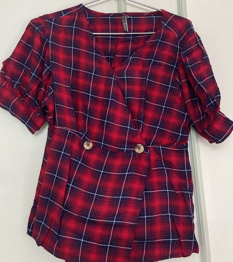 Red Plaid Top