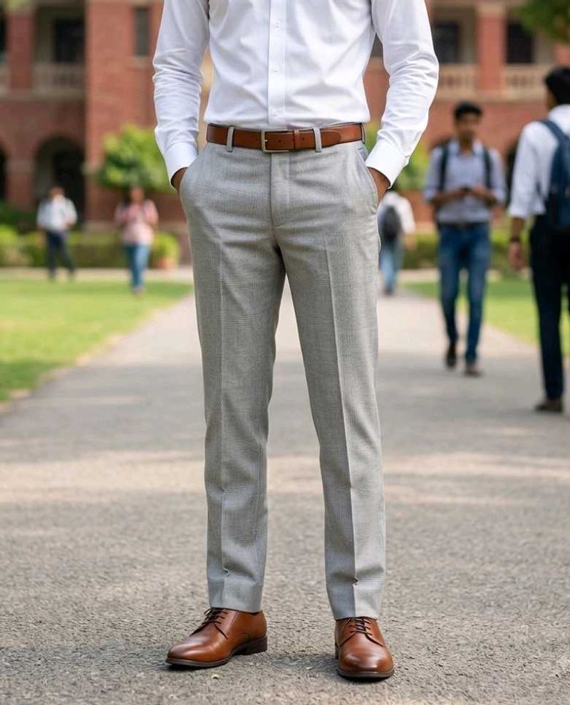 men silver formal pant