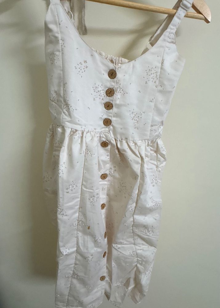 Cute Cream Floral Button-Up Mini Dress