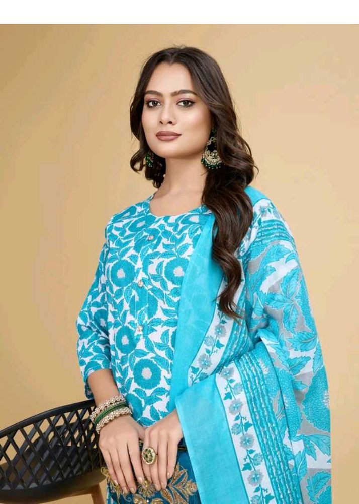 Elegant Blue Printed Kurta Set