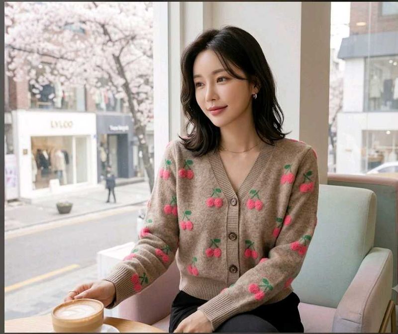 Cute Cherry Pattern Cardigan