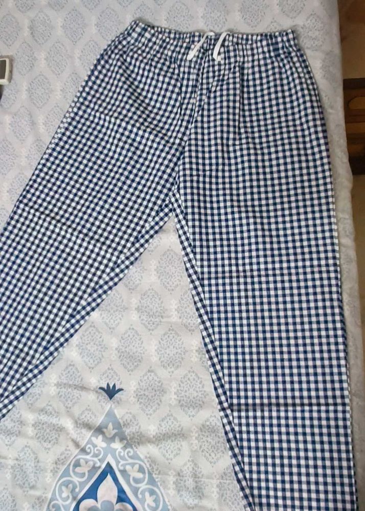 Blue Checkered Palazzo Pants