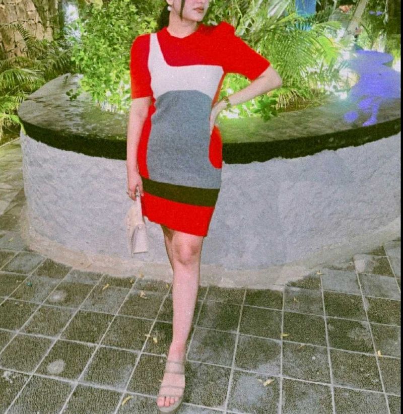Beautiful Mini Winter Dress With Puff Sleeves